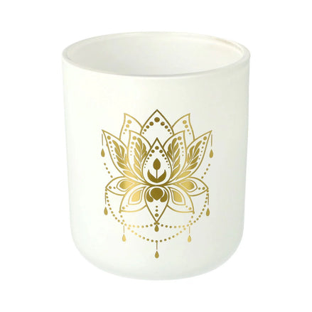 CAMB. Jar-Matte White /w Mustard Gold Lotus Flower  (Made To Order)-12 of Large