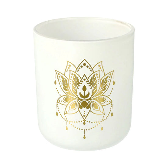 CAMB. Jar-Matte White /w Mustard Gold Lotus Flower  (Made To Order)-12 of Large