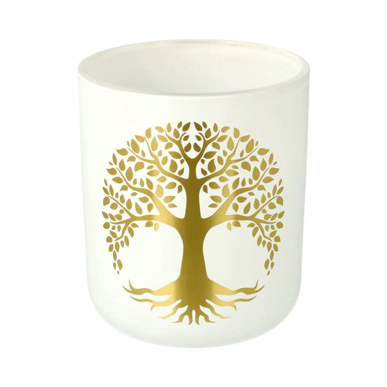 CAMB. Jar-Matte White /w Mustard Gold Tree of Life  (Made To Order)-12 of Large